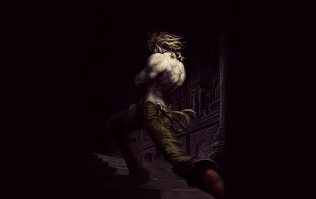 Muscular man staircase dark arms free wallpaper - medium preview image