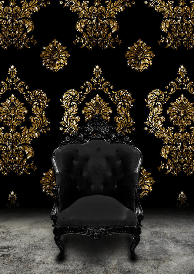 Black chair gold designs wallpapered free wallpaper - medium preview image