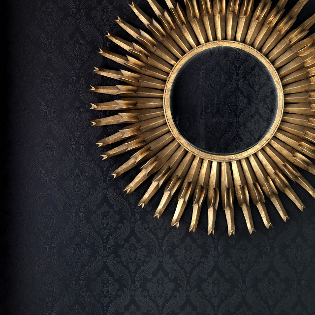 Mirror gold spikes wall black free wallpaper - medium preview image