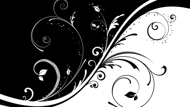 Black white floral design swirls free wallpaper - medium preview image