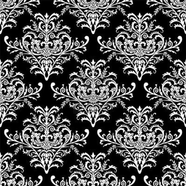Black white floral pattern swirls free wallpaper - medium preview image