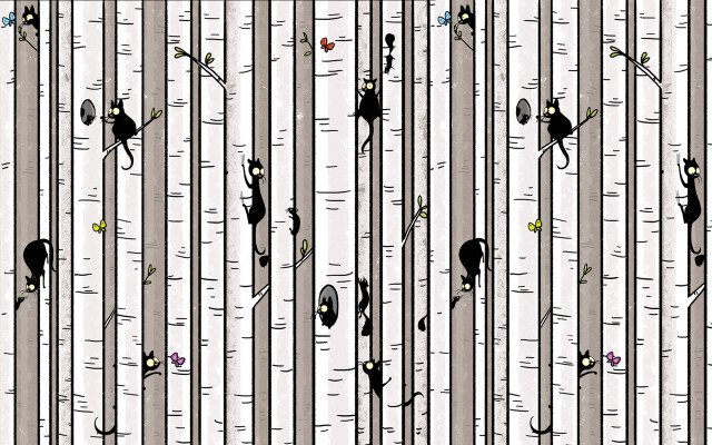 Tree bird pattern trunk back free wallpaper - medium preview image