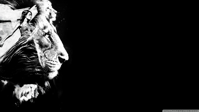 Lion face black white background free wallpaper - medium preview image