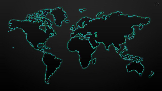 Black green world map outline free wallpaper - medium preview image