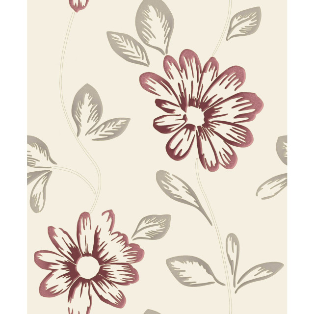 Flower pattern red white beige free wallpaper - medium preview image