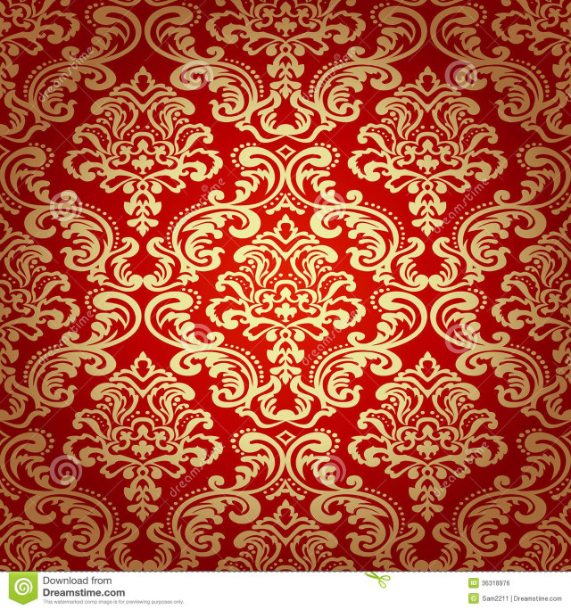 Red gold background floral design free wallpaper - medium preview image