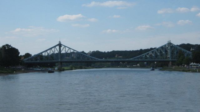 Bridge river boat water sky free wallpaper - medium preview image
