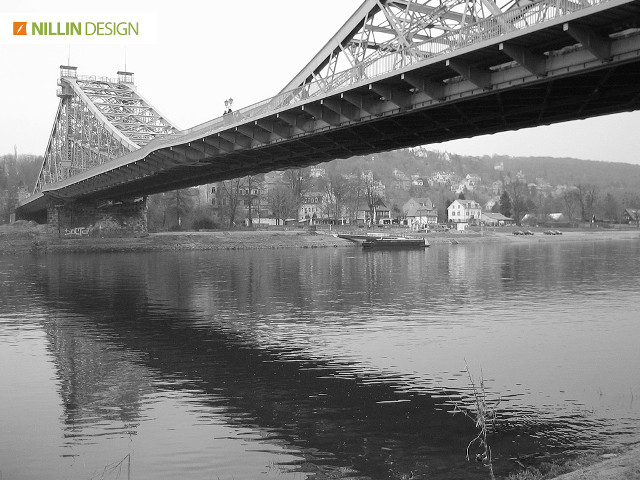 Bridge river boat houses cloudy free wallpaper - medium preview image