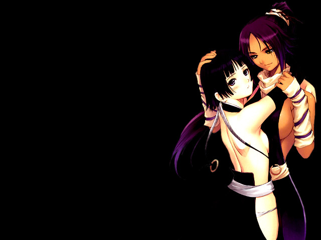 Anime couple hugging dark background free wallpaper - medium preview image