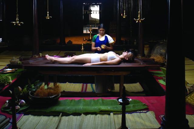 Woman laying table man background free wallpaper - medium preview image