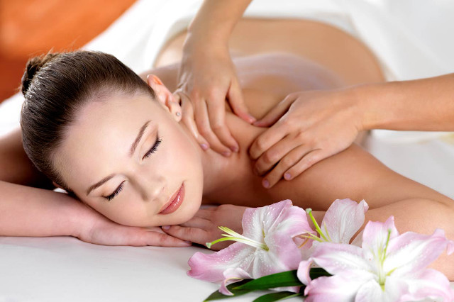 Woman back massage spa flowers free wallpaper - medium preview image