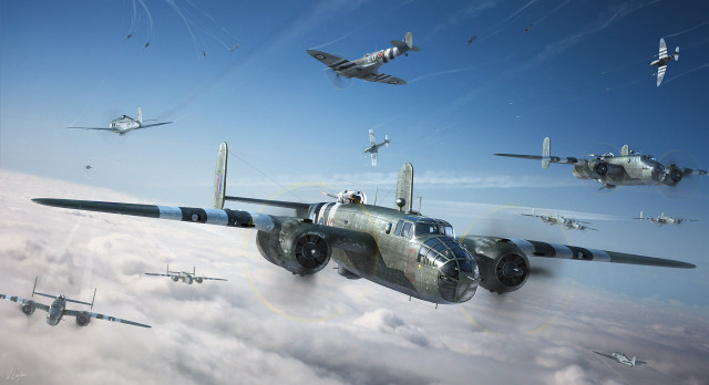 Planes flying sky clouds formation free wallpaper - medium preview image
