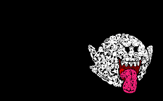 Black background pink tongue skulls free wallpaper - medium preview image