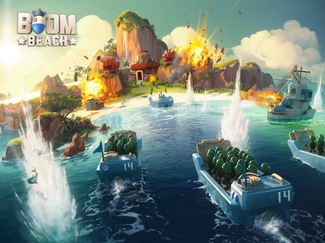 Boats people beach battleship explosion free wallpaper - medium preview image