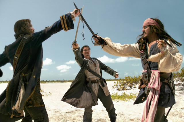 Beach pirates group sword holding free wallpaper - medium preview image