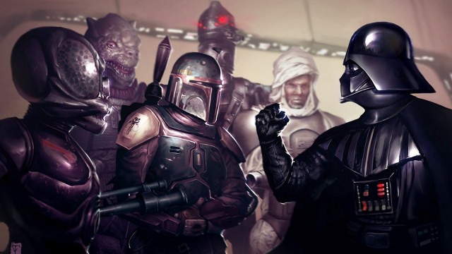 Costumed group people room red free wallpaper - medium preview image