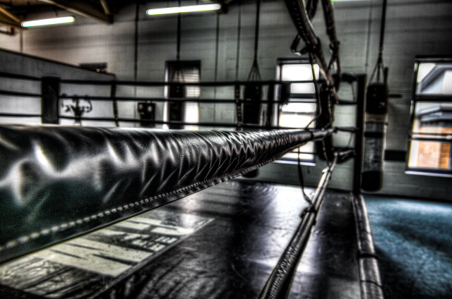 Boxing ring black leather bench free wallpaper - medium preview image