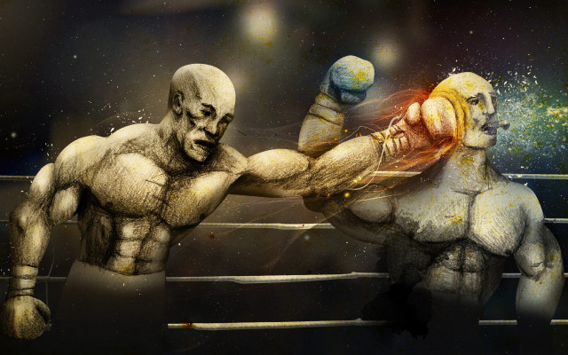 Boxing men stance shoulders hands free wallpaper - medium preview image