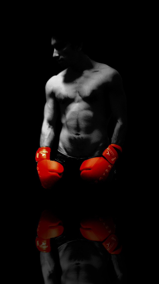 Man red boxing gloves chest free wallpaper - medium preview image