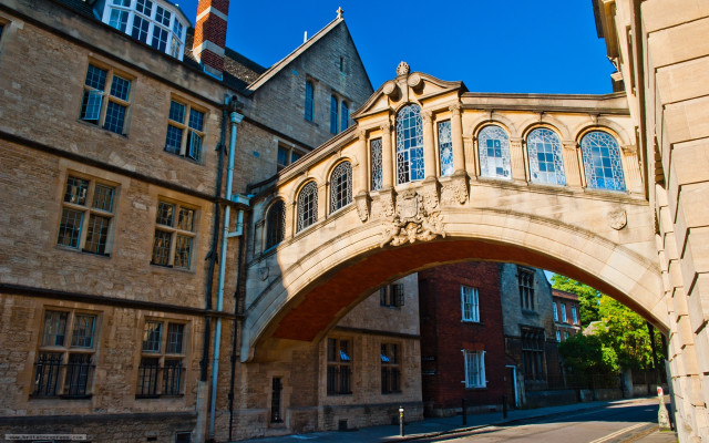Bridge city street buildings clock free wallpaper - medium preview image
