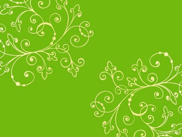 Green background white swirls leaves free wallpaper - medium preview image