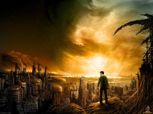 Man hill city giant tree free wallpaper - medium preview image