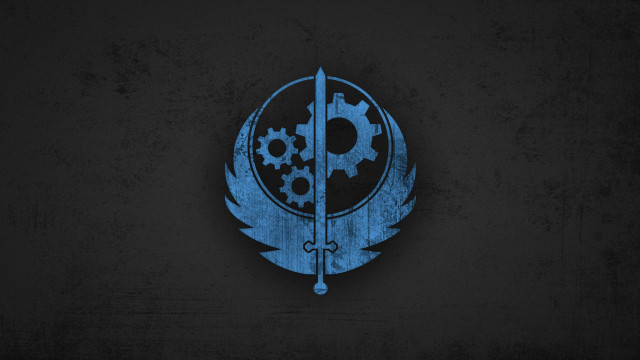 Blue black logo sword gears free wallpaper - medium preview image