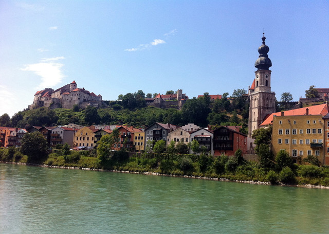 River buildings church hill scenery free wallpaper - medium preview image
