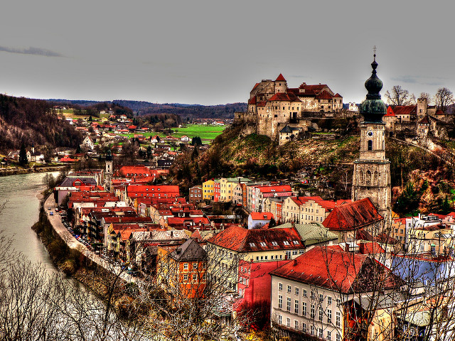 City river castle hill background free wallpaper - medium preview image