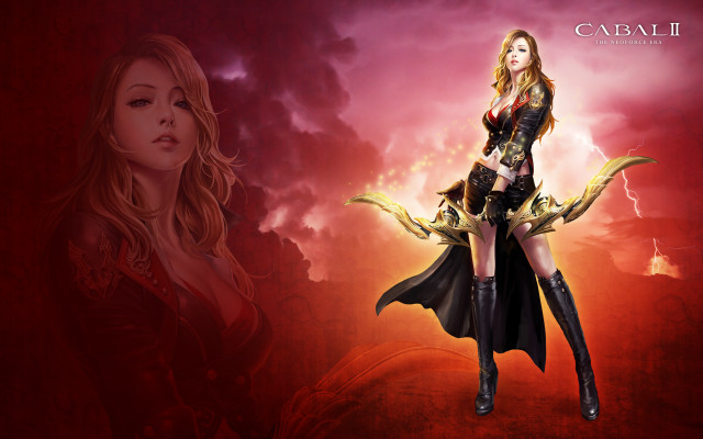 Woman costume red background lightning free wallpaper - medium preview image