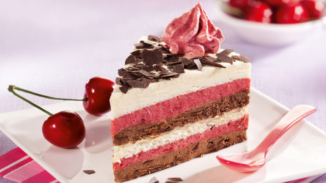 Cake cherry fork plate dessert free wallpaper - medium preview image