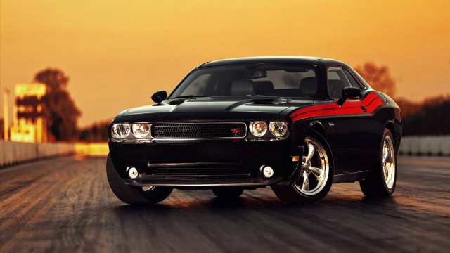 Black car red stripes sunset free wallpaper - medium preview image