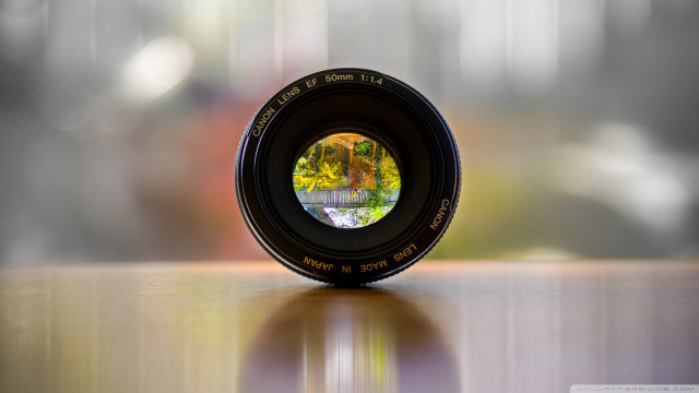 Camera lens table reflection tree free wallpaper - medium preview image