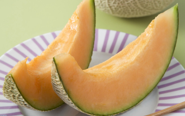 Melon plate spoon cantaloupe background free wallpaper - medium preview image