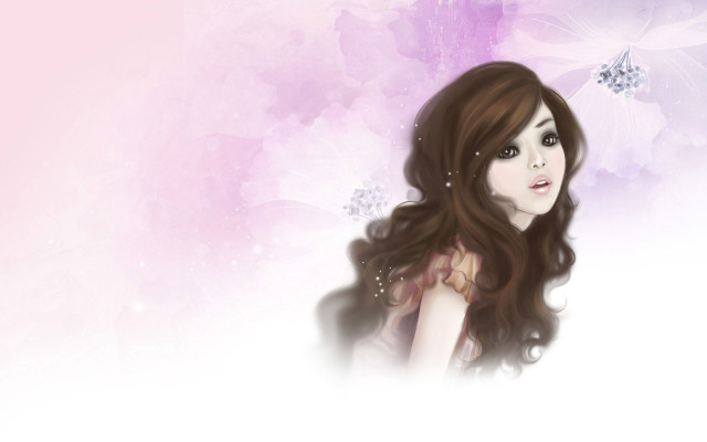 Woman long hair flower in free wallpaper - medium preview image