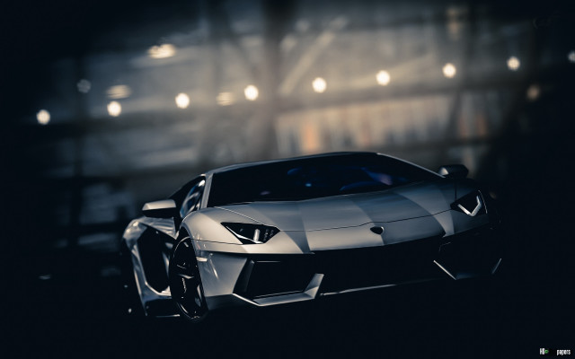 Silver sports car dark room #34 free wallpaper - medium preview image