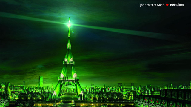 Green lit building night city free wallpaper - medium preview image