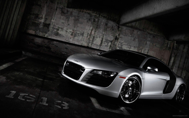 Silver sports car night parking #2 free wallpaper - medium preview image
