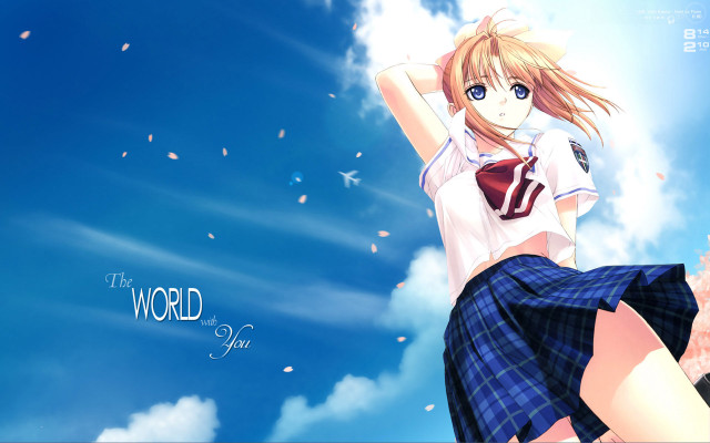 Girl school uniform standing air free wallpaper - medium preview image