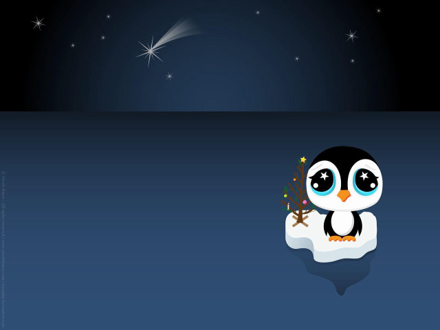 Penguin star snow bank sitting free wallpaper - medium preview image