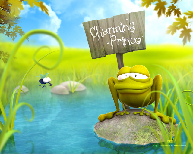 Frog sitting rock charming prince free wallpaper - medium preview image