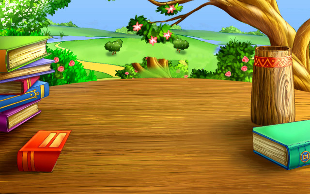 Cartoon tree books bag ground free wallpaper - medium preview image