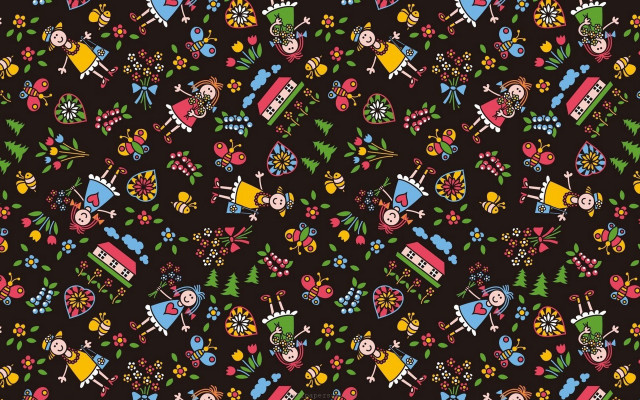 Colorful pattern little people background free wallpaper - medium preview image