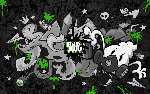 Graffiti wallpaper green white skull free wallpaper for desktop - medium preview image