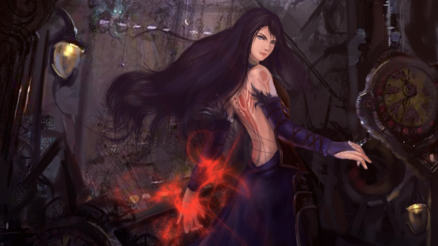 Woman dark dress room clock free wallpaper - medium preview image