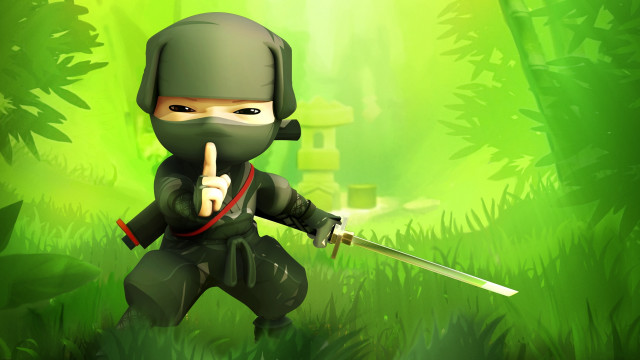 Cartoon ninja pointing knife green free wallpaper - medium preview image