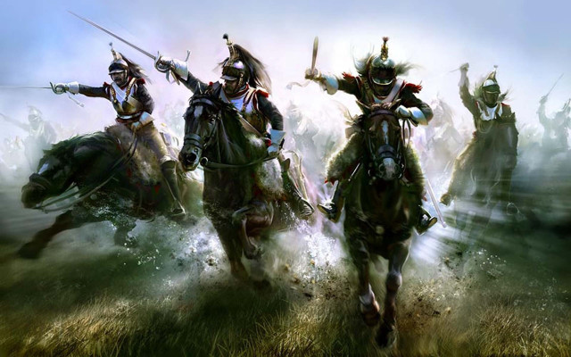 Men horses field swords riding free wallpaper - medium preview image