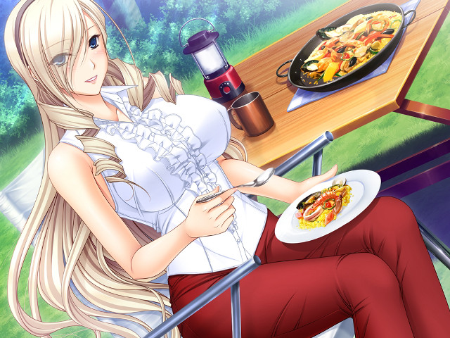 Woman sitting table plate food #2 free wallpaper - medium preview image