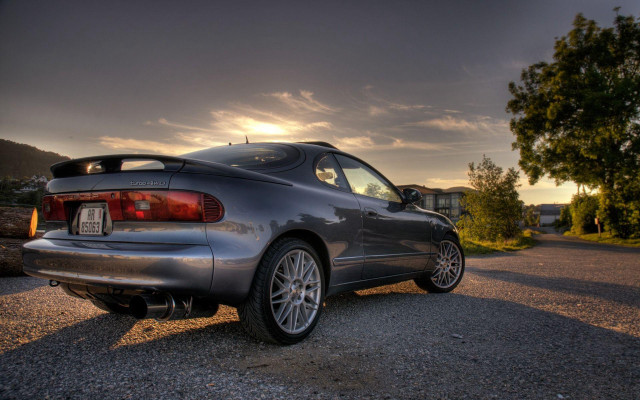 Car parked sunlight clouds tree free wallpaper - medium preview image