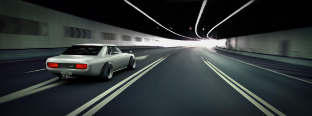 Car driving tunnel lights middle free wallpaper - medium preview image